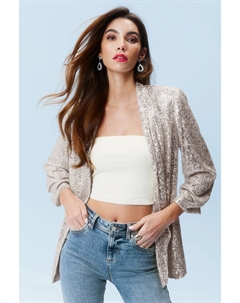 Блейзер с рукавами и сборками из пайеток, серебряный Next