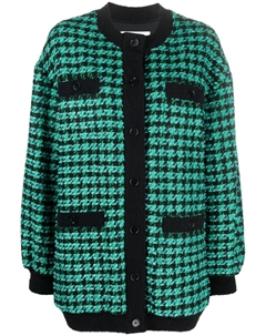Твидовый кардиган-пальто в ломаную клетку, черный Msgm