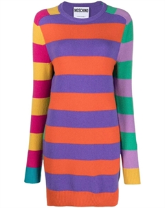 Кашемировое платье-джемпер в полоску, зеленый Moschino