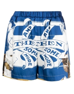 Атласные шорты с графичным принтом, синий Msgm