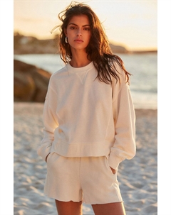 Толстовка с круглым вырезом незашитым низом и эффектом застиранности, белый Next