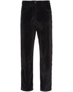 Бархатные брюки прямого кроя, черный Prada