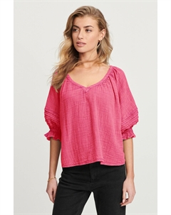 Хлопковая блузка с V-образным вырезом и эффектом стираности, розовый Next