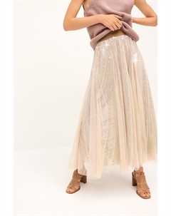 Юбка-Миди из блестящей сетки, бежевый Next
