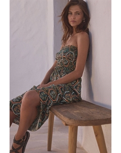 Платье миди бандо с фактурным хлопковым трикотажем, синий Next