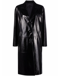 Кожаный плащ с тисненым логотипом, черный Prada