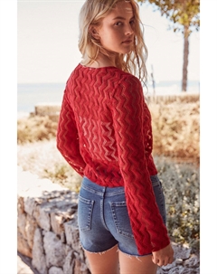 Фактурный кардиган крючком с завязками, красный Next
