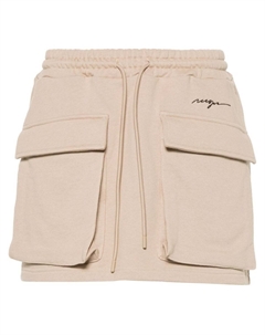 Юбка мини с вышитым логотипом, нейтральный цвет Msgm