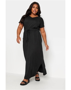 Платье макси с завязками и разрезом по бокам, черный Yours