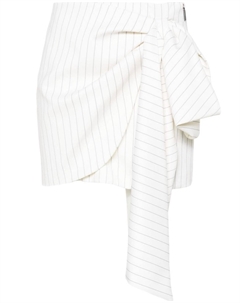 Юбка мини в тонкую полоску с бантом, белый Msgm