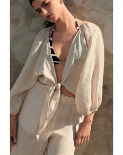 Премиальная блузка из 100% льна на завязках, бежевый Next