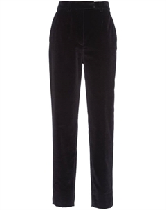 Бархатные брюки прямого кроя, черный Prada