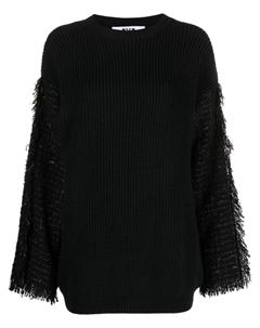 Джемпер в рубчик с бахромой, черный Msgm