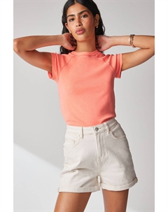 Топ реглан с круглым вырезом и короткими рукавами, оранжевый Next