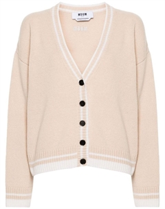 Кардиган с вышитым логотипом, нейтральный цвет Msgm