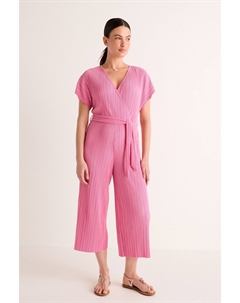 Плиссированный комбинезон с короткими рукавами и брюками-кюлотами, розовый Next