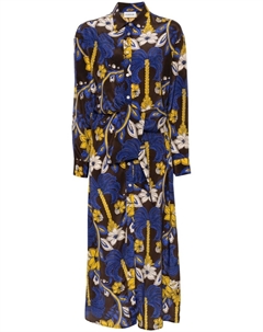 Шелковое платье-рубашка с драпировкой, синий Parosh