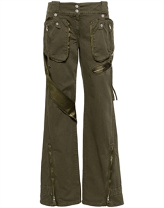 Брюки карго с атласными вставками, зеленый Blumarine