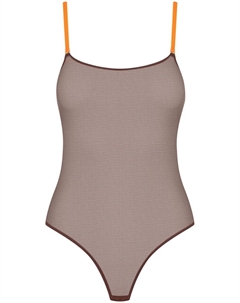 Сетчатое боди с контрастными бретелями, коричневый Maison close