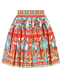 Плиссированная юбка мини с принтом Carretto, красный Dolce&gabbana