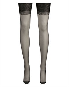 Полупрозрачные колготки с логотипом, черный Maison close