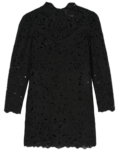 Платье мини с английской вышивкой, черный Isabel marant