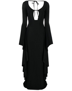 Платье макси с драпировкой и длинными рукавами, черный Giuseppe di morabito