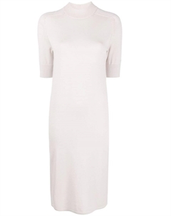 Шерстяное платье миди в рубчик, серый Calvin klein