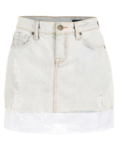 Джинсовая юбка с английской вышивкой, нейтральный цвет Amir slama