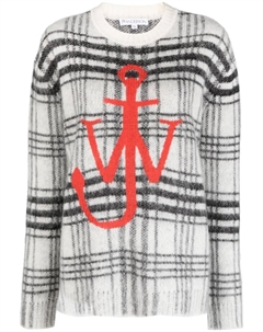 Logo-embroidered check-pattern jumper, белый Jw anderson