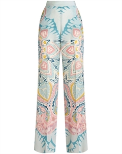 Атласные брюки с принтом пейсли, синий Etro