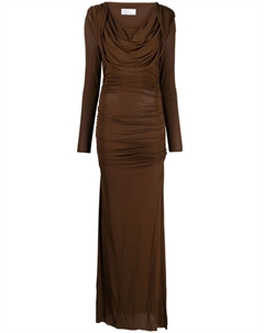 Драпированное платье макси с воротником-хомутом, коричневый Giuseppe di morabito
