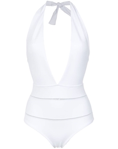 Слитный купальник с вырезом-петлей халтер, белый Amir slama