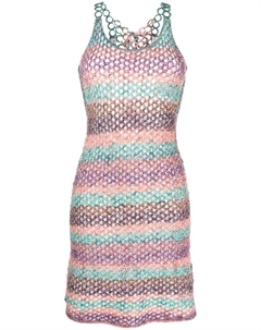 Шерстяное платье мини в технике кроше, зеленый Chloe