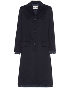 Однобортное пальто, синий Miu miu