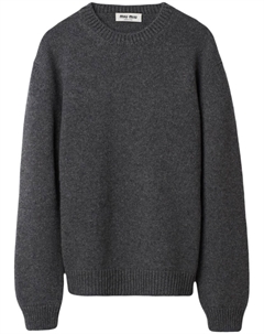 Кашемировый джемпер с логотипом, серый Miu miu