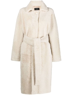 Шуба из овчины с поясом, белый Joseph