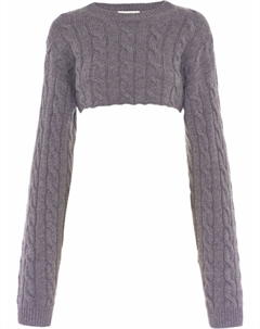 Кашемировый джемпер фактурной вязки, серый Miu miu