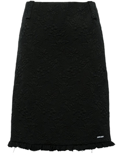 Стеганая юбка-карандаш с цветочным узором, черный Miu miu