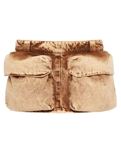 Юбка мини с накладным карманом, коричневый Miu miu