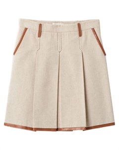 Юбка с вышитым логотипом, нейтральный цвет Miu miu