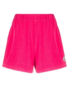 Велюровые шорты с нашивкой-логотипом, розовый Moncler