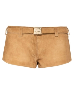 Замшевые шорты с поясом, нейтральный цвет Miu miu