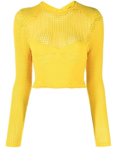 Укороченный джемпер в технике кроше, желтый Ambush