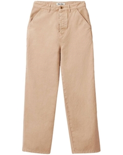 Брюки с логотипом, нейтральный цвет Miu miu