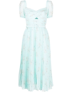 Шифоновое платье миди с цветочным принтом, синий Self-portrait