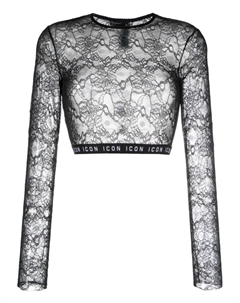 Укороченный кружевной топ Be Icon, черный Dsquared2