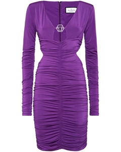 Платье мини со сборками и логотипом, фиолетовый Philipp plein