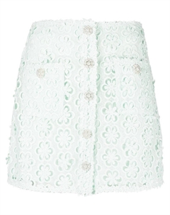 Юбка мини с кружевом, зеленый Self-portrait