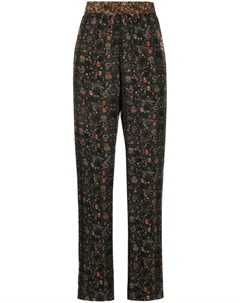 Шелковые брюки Ozio с цветочным принтом, черный Isabel marant